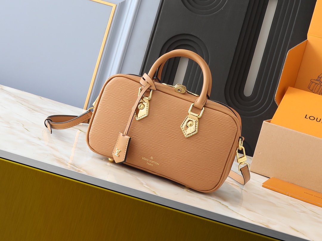 LV Classic Handbag Monogram Canvas Model M12009 Padlock Detail Evening